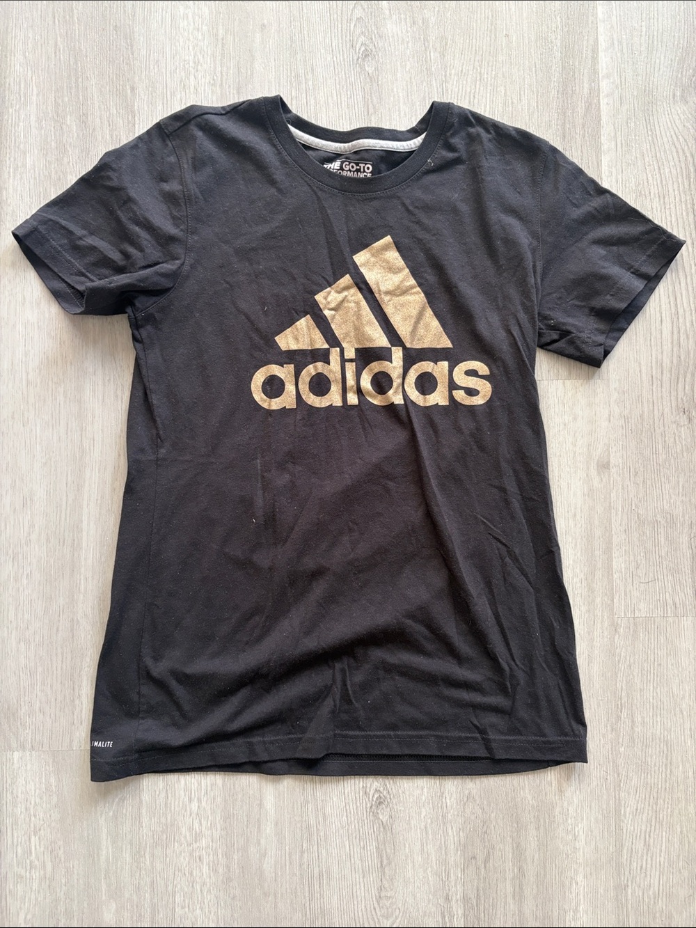 adidas Black Tee with Gold Logo for Kids